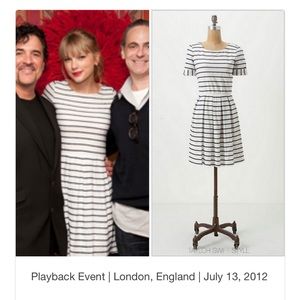 Bordeaux Blue & White Striped Short-Sleeve Dress